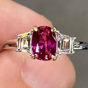 Ruby Cushion Cut Sterling Silver Engagement Ring