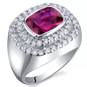 Ruby Radiant Cut Sterling Silver Ring Size 6