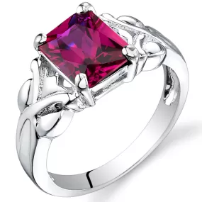 Ruby Radiant Cut Sterling Silver Ring Size 6