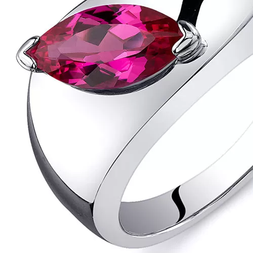 Ruby Ring Sterling Silver Marquise Shape 1.25 Carats Size 6