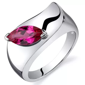 Ruby Ring Sterling Silver Marquise Shape 1.25 Carats Size 6