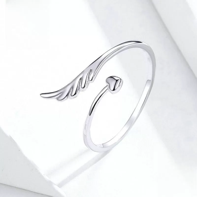 S925 Angel's Wings Open Plain Ring