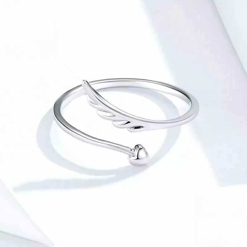 S925 Angel's Wings Open Plain Ring