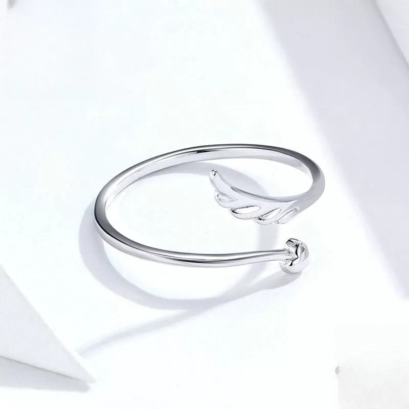 S925 Angel's Wings Open Plain Ring