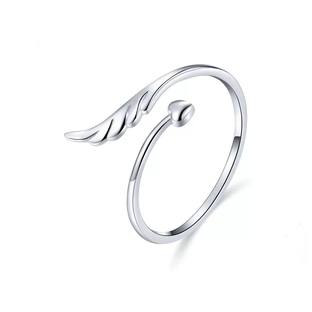 S925 Angel's Wings Open Plain Ring