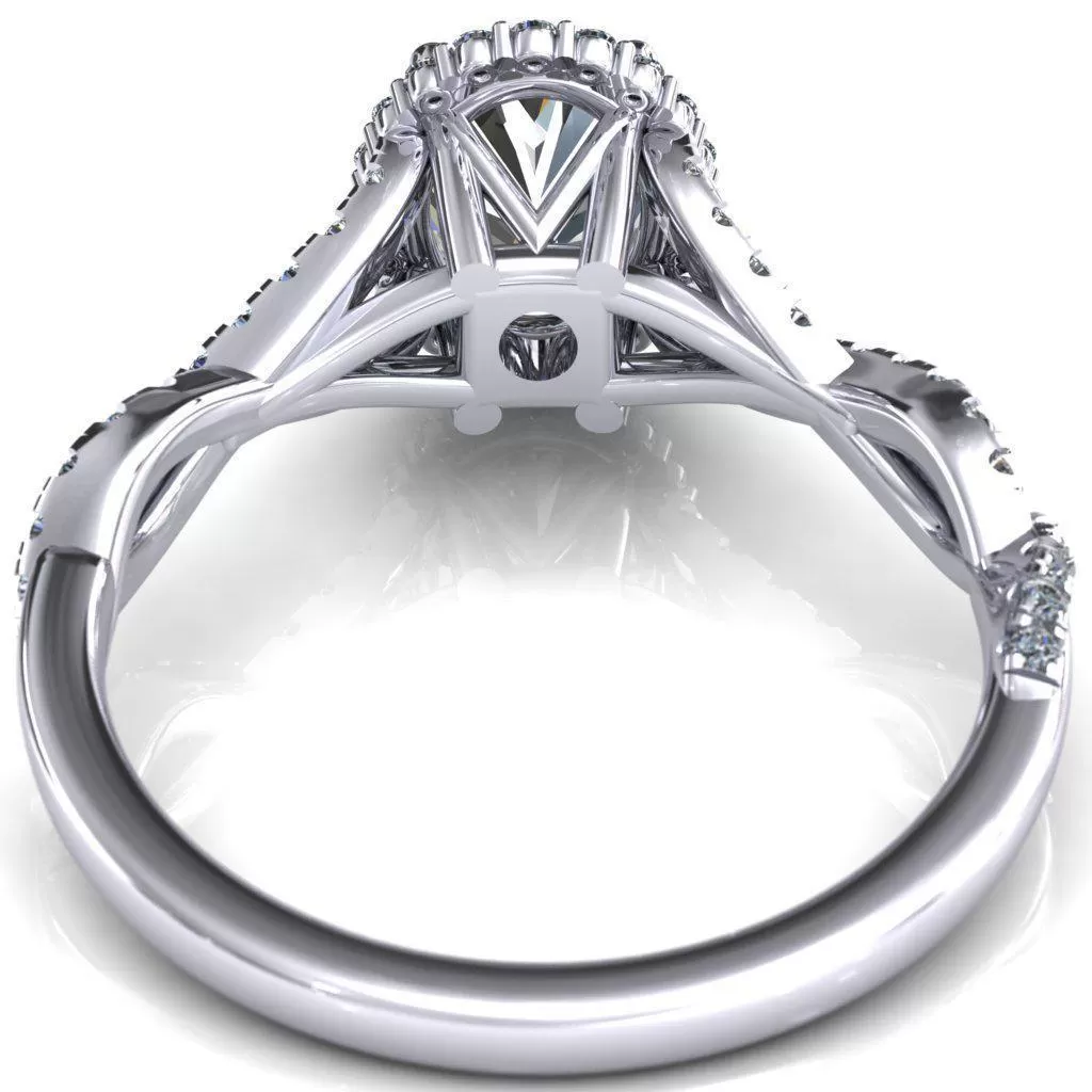 Sacha Oval Lab Grown Diamond Center Stone 4 Prong 1/2 Micropavé Infinity Shank Engagement Ring