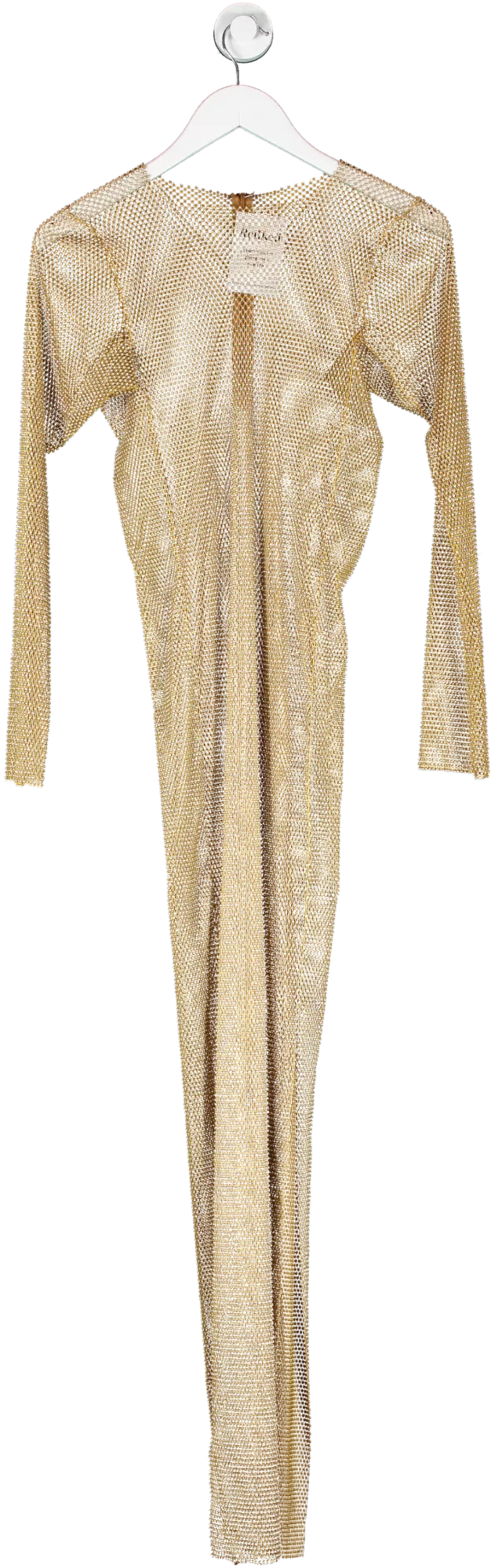 Santa Brands Metallic Gold Champagne Splashes Diamond Maxi Dress One Size