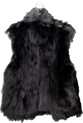 Scoop NYC Black Fox Fur Gilet UK S