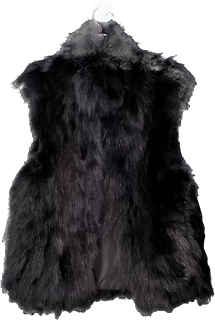 Scoop NYC Black Fox Fur Gilet UK S