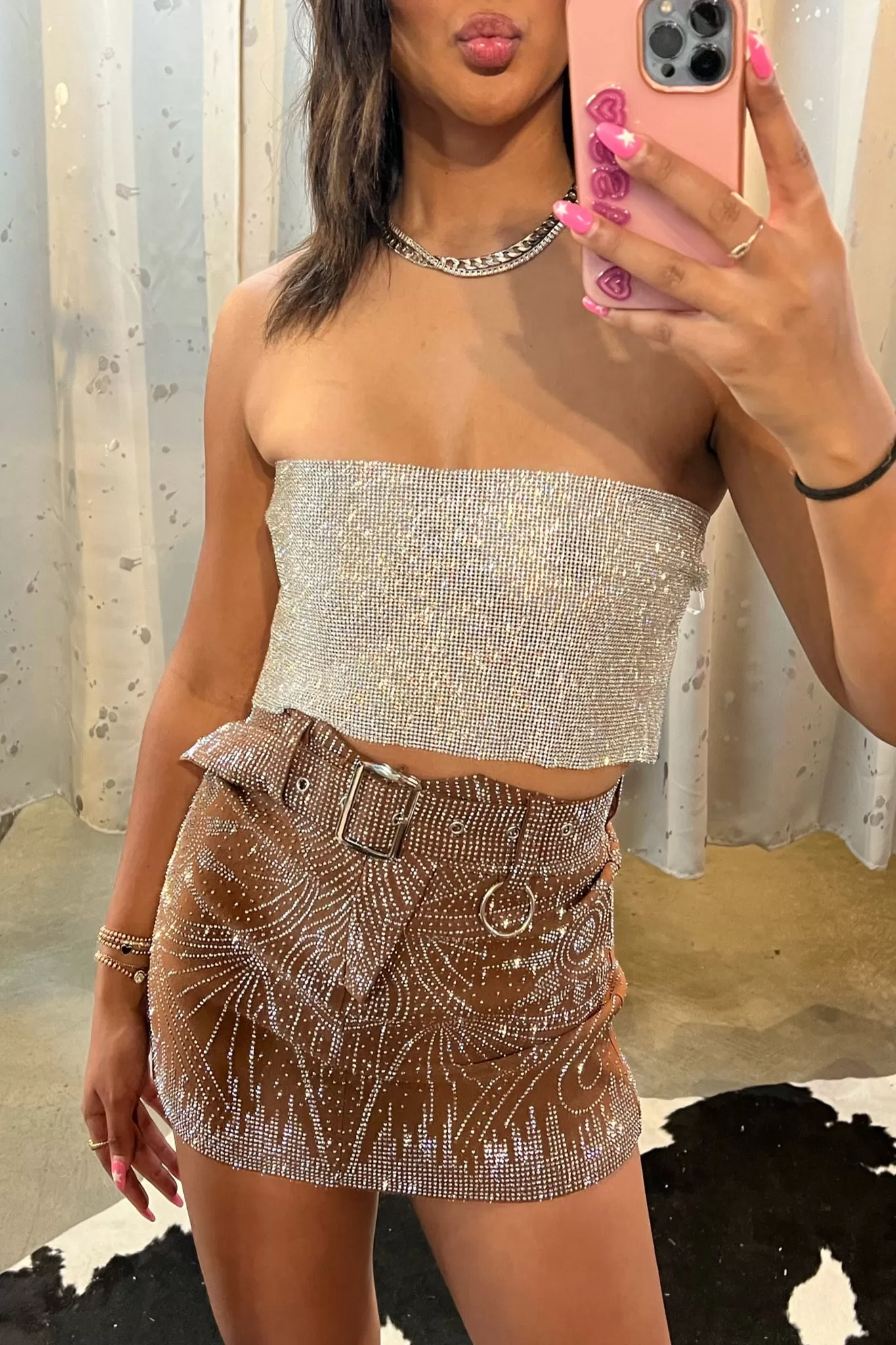 She's All That Rhinestone Skirt - Brown