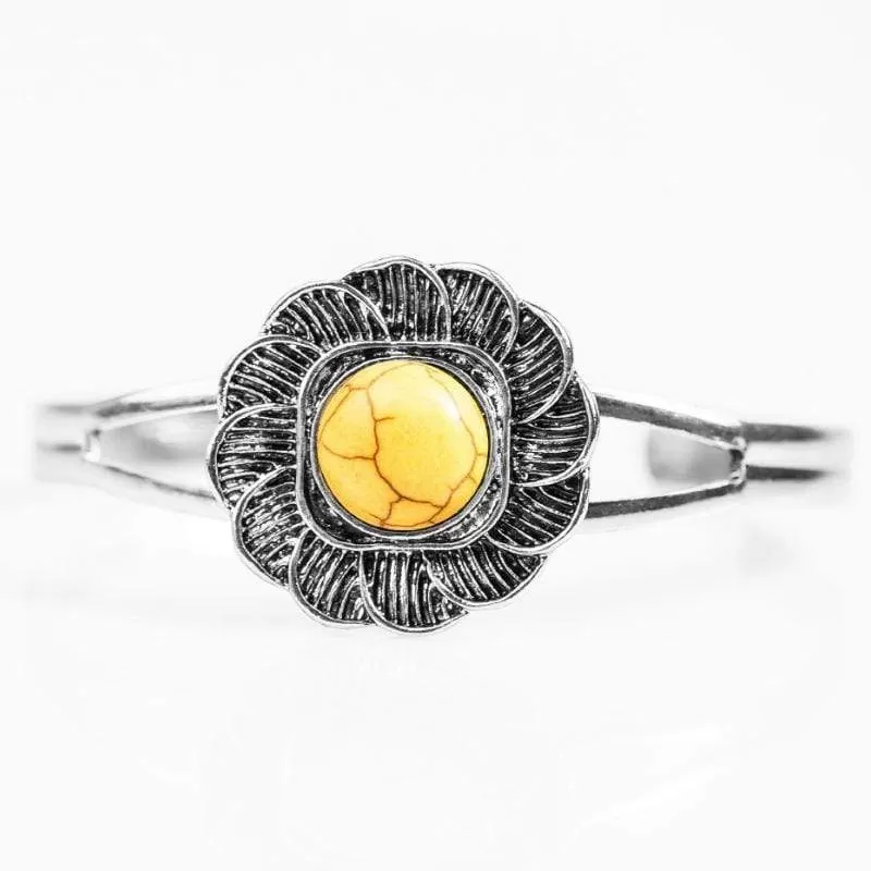 Solar FLOWER Yellow Cuff Bracelet