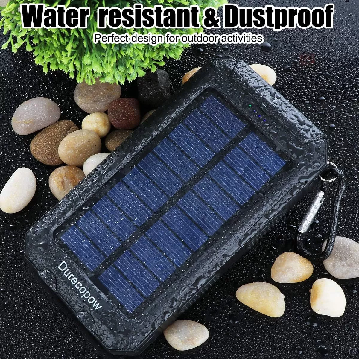 Spring Solar Charger, 20000Mah Portable Outdoor Waterproof Solar Power Bank, Camping External Backup Battery Pack