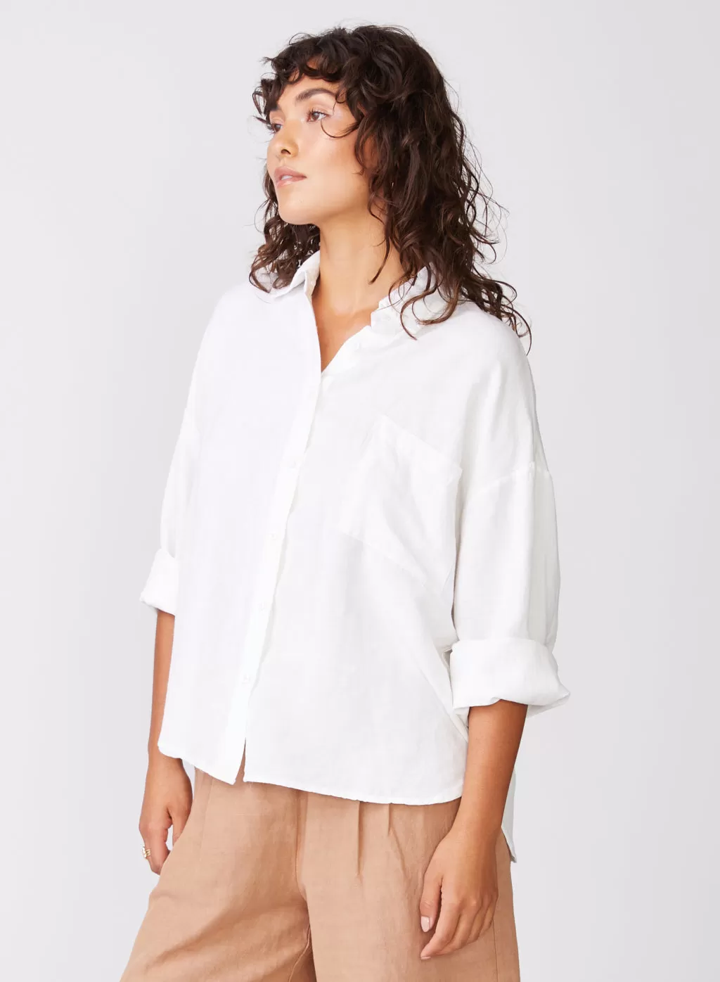 Stateside Linen Oversized Shirt in White