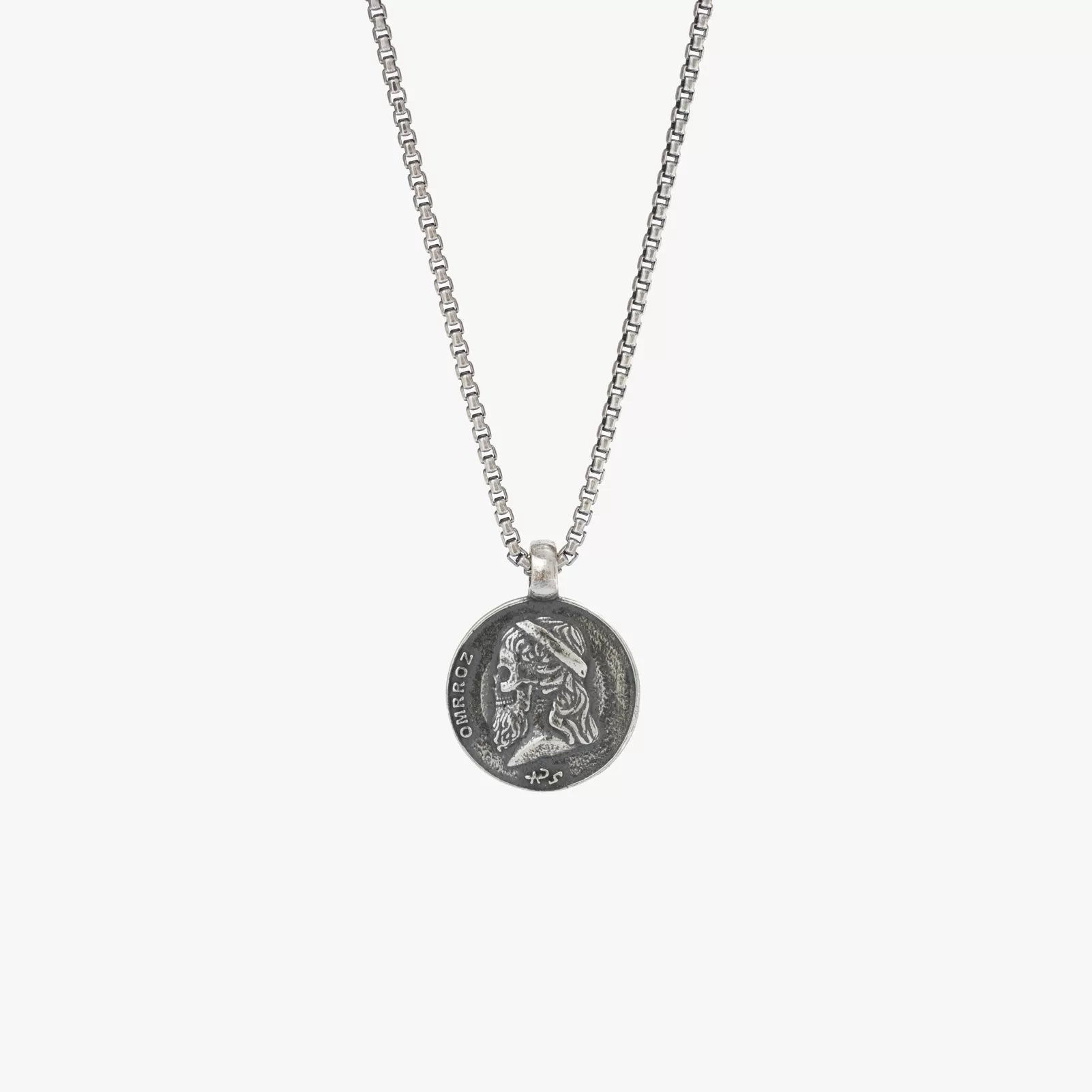 Sterling Silver Ancient Greek Skull Coin Necklace