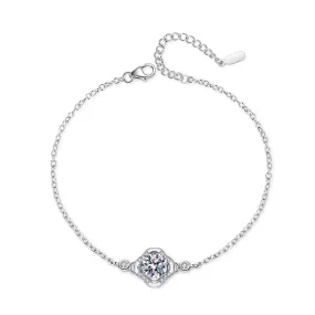 Sterling Silver Clover Moissanite Bracelet