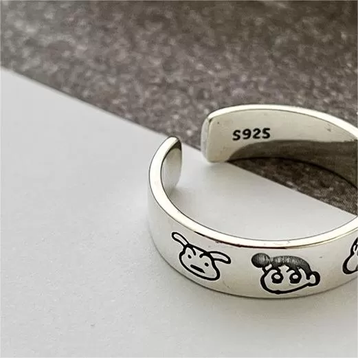 Sterling Silver Crayon Shin-Chan Cartoon Plain Ring