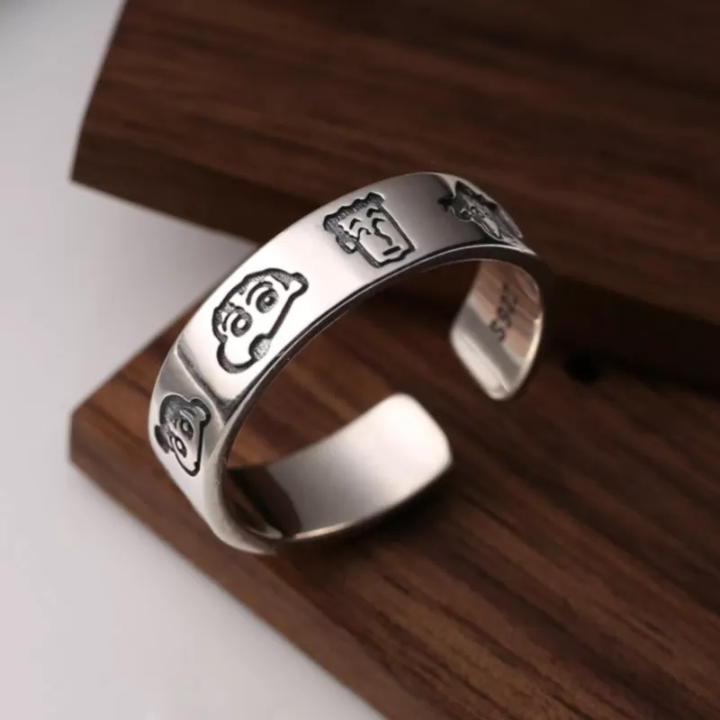 Sterling Silver Crayon Shin-Chan Cartoon Plain Ring