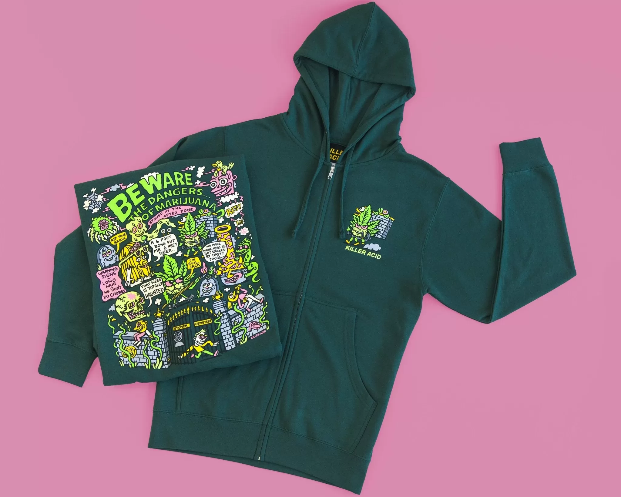 Stoner Graveyard Zip Up Hoodie