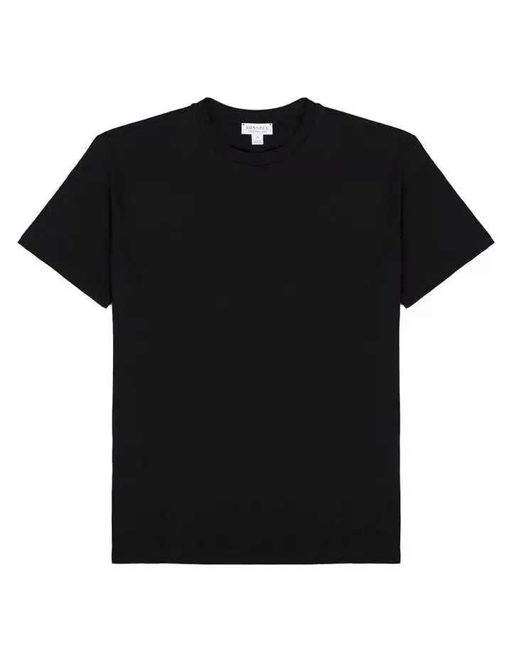 Sunspel Boy Fit Crew Neck T-Shirt Black