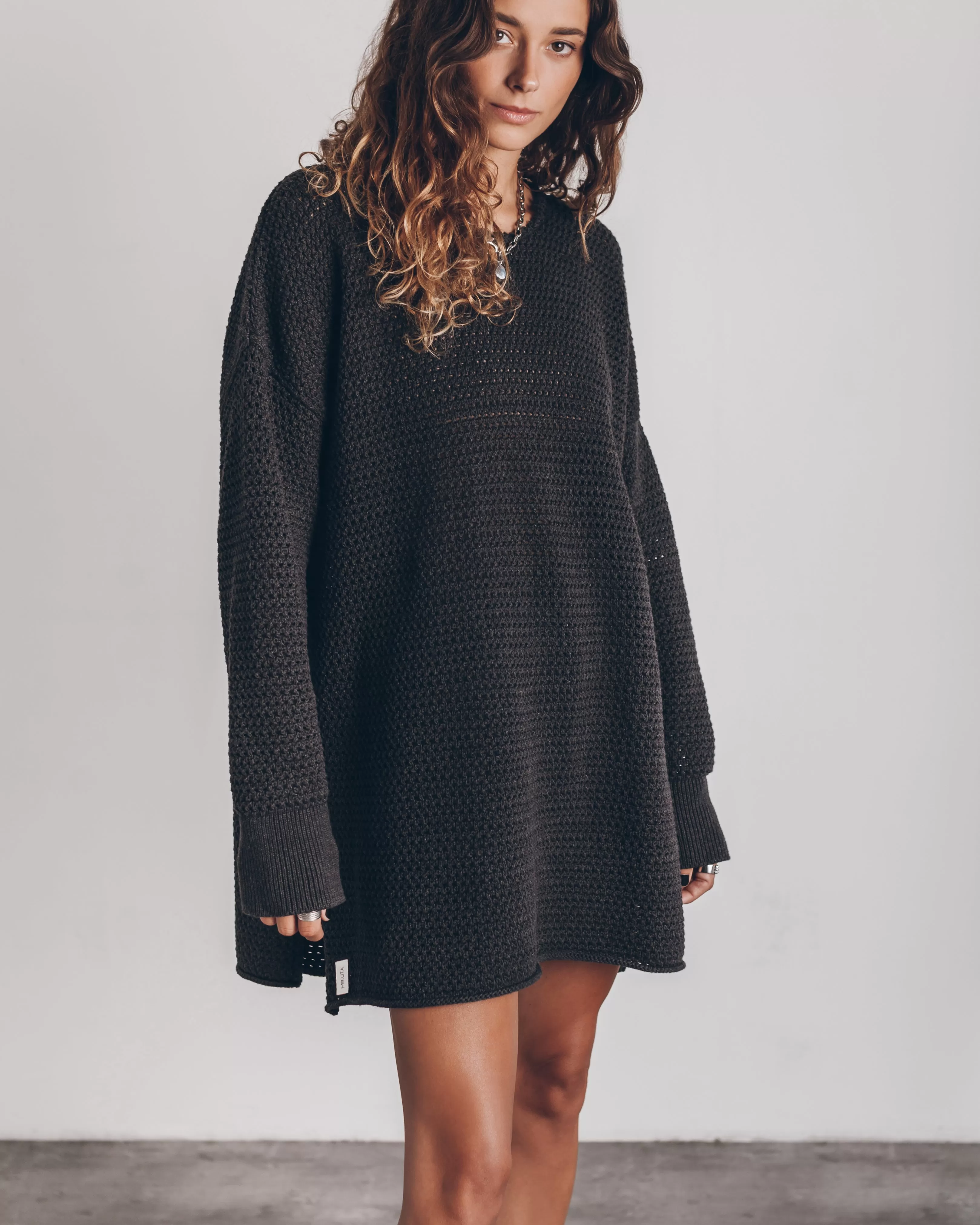 The Dark Long Knitted Sweater