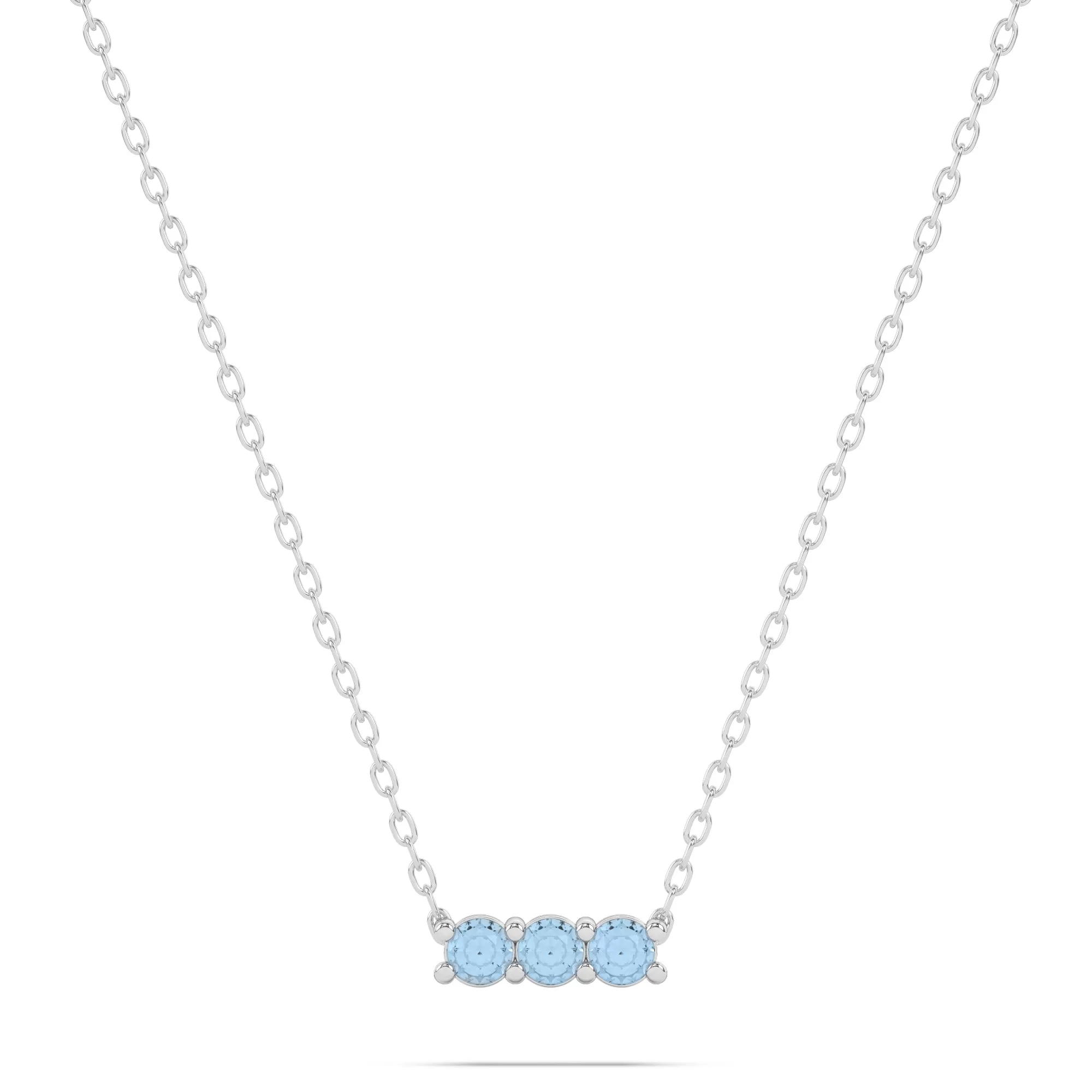 Three Stone Birthstone Bar Necklace