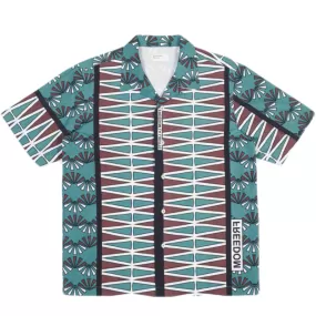 UNIVERSAL WORKS Road Trip Shirt In Green Freedom Print Cotton