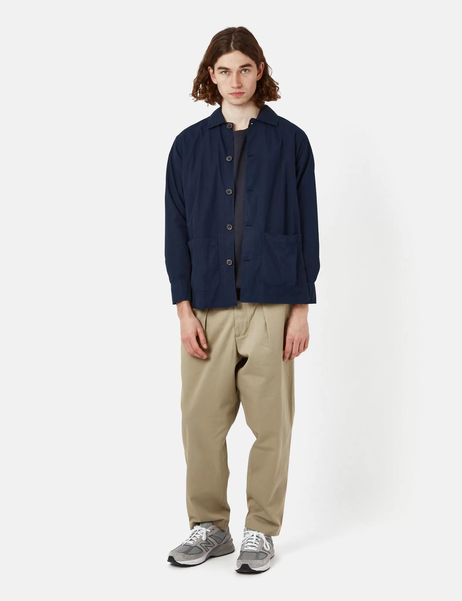 Universal Works Travail Shirt (Organic Fine Poplin) - Navy Blue