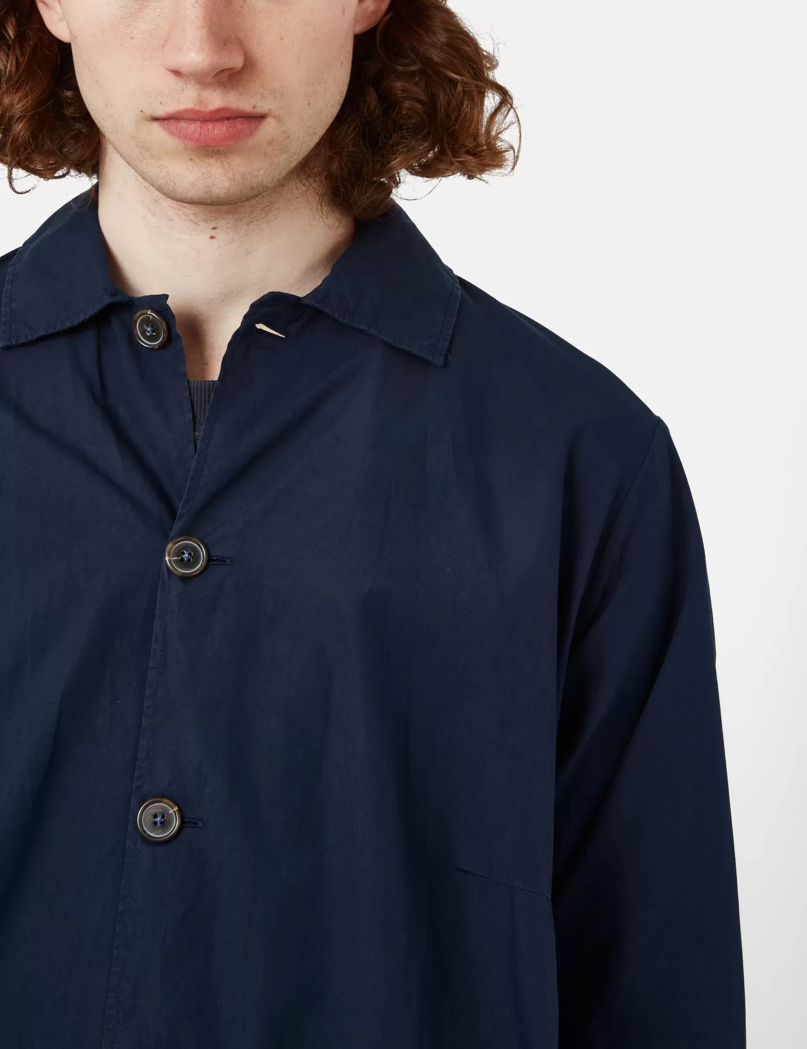 Universal Works Travail Shirt (Organic Fine Poplin) - Navy Blue