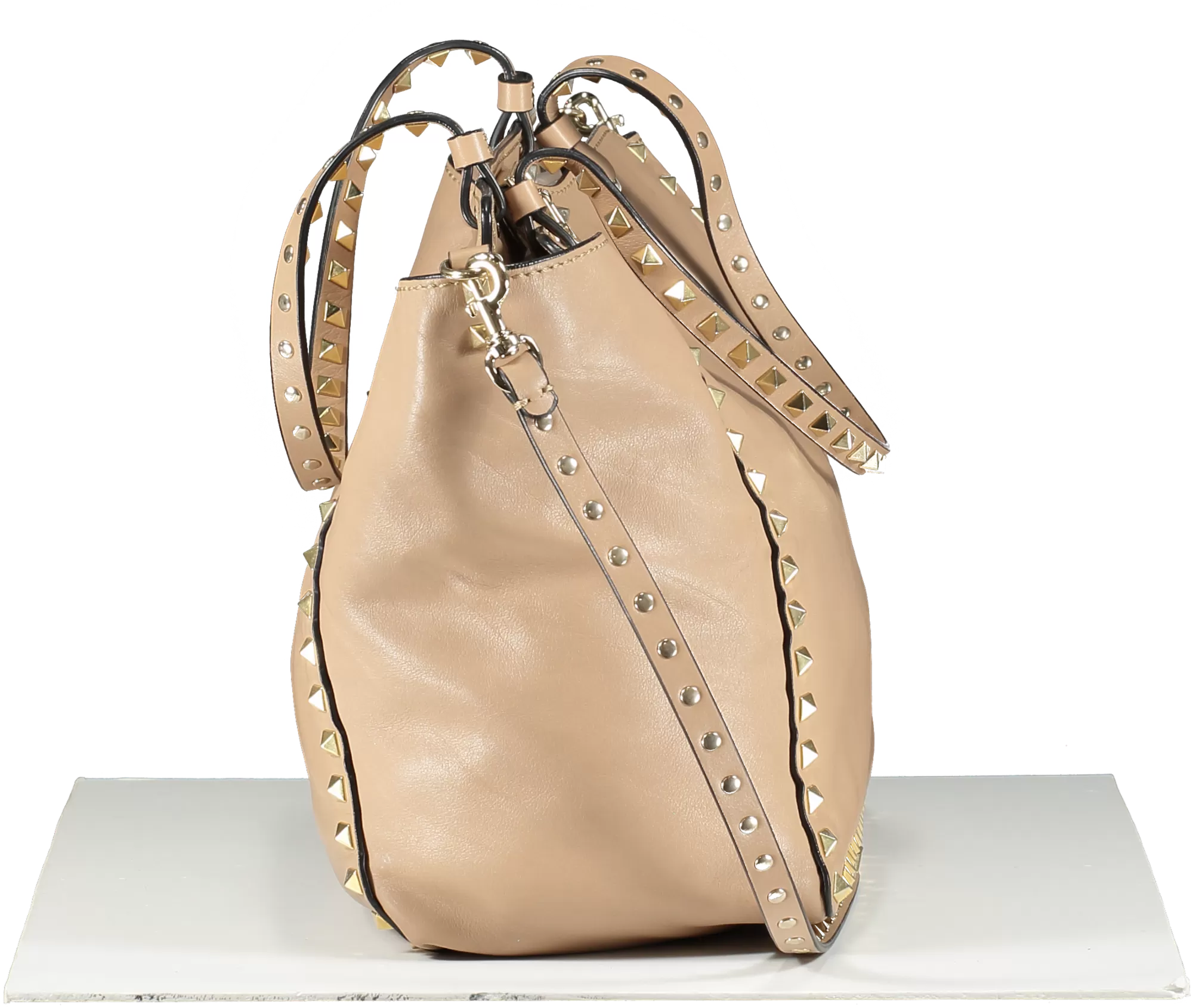 Valentino Garavani Beige Rockstud Shopper Tote Bag