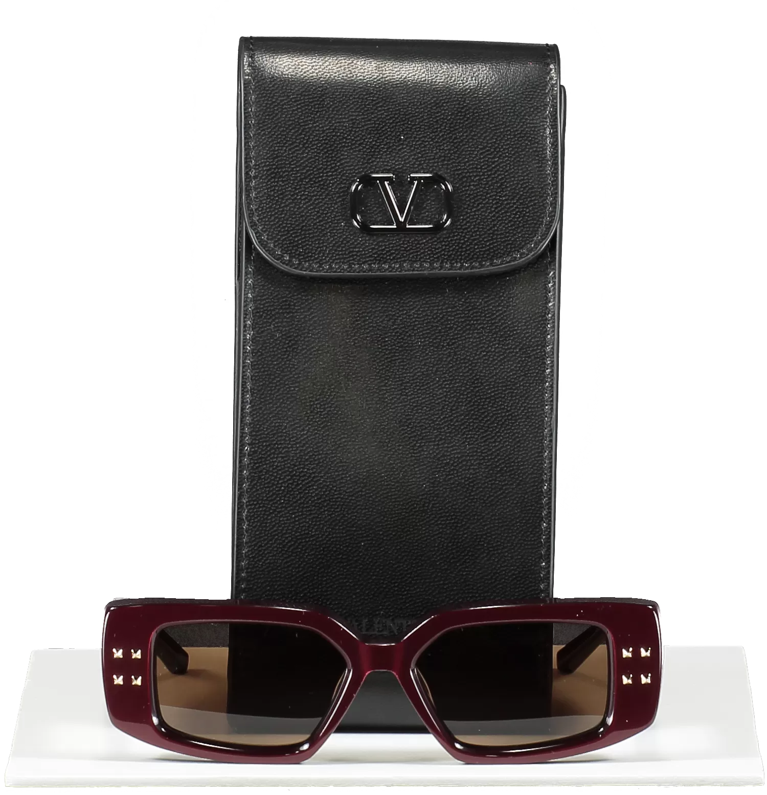 Valentino Wine Red V - Cinque Sunglasses In Case