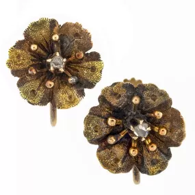 Vintage Diamond Flower Earrings