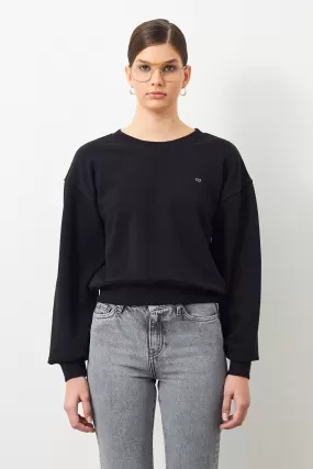 Vita Crop Oversize Black Women's Sweatshirt