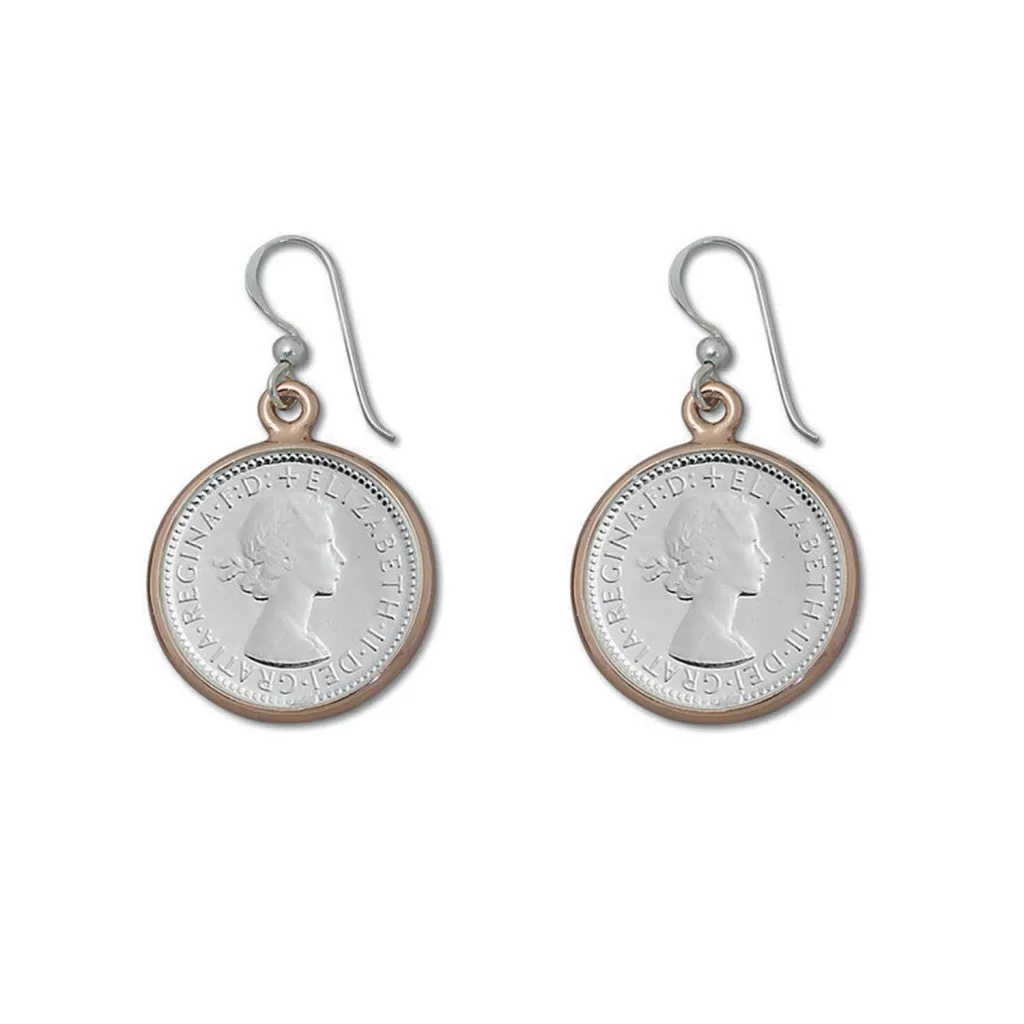 Von Treskow Two Tone Sixpence Coin Earrings