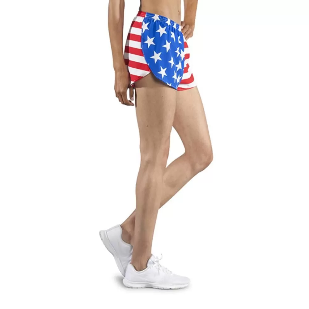 Women's 1" Elite Split Shorts- American Flag