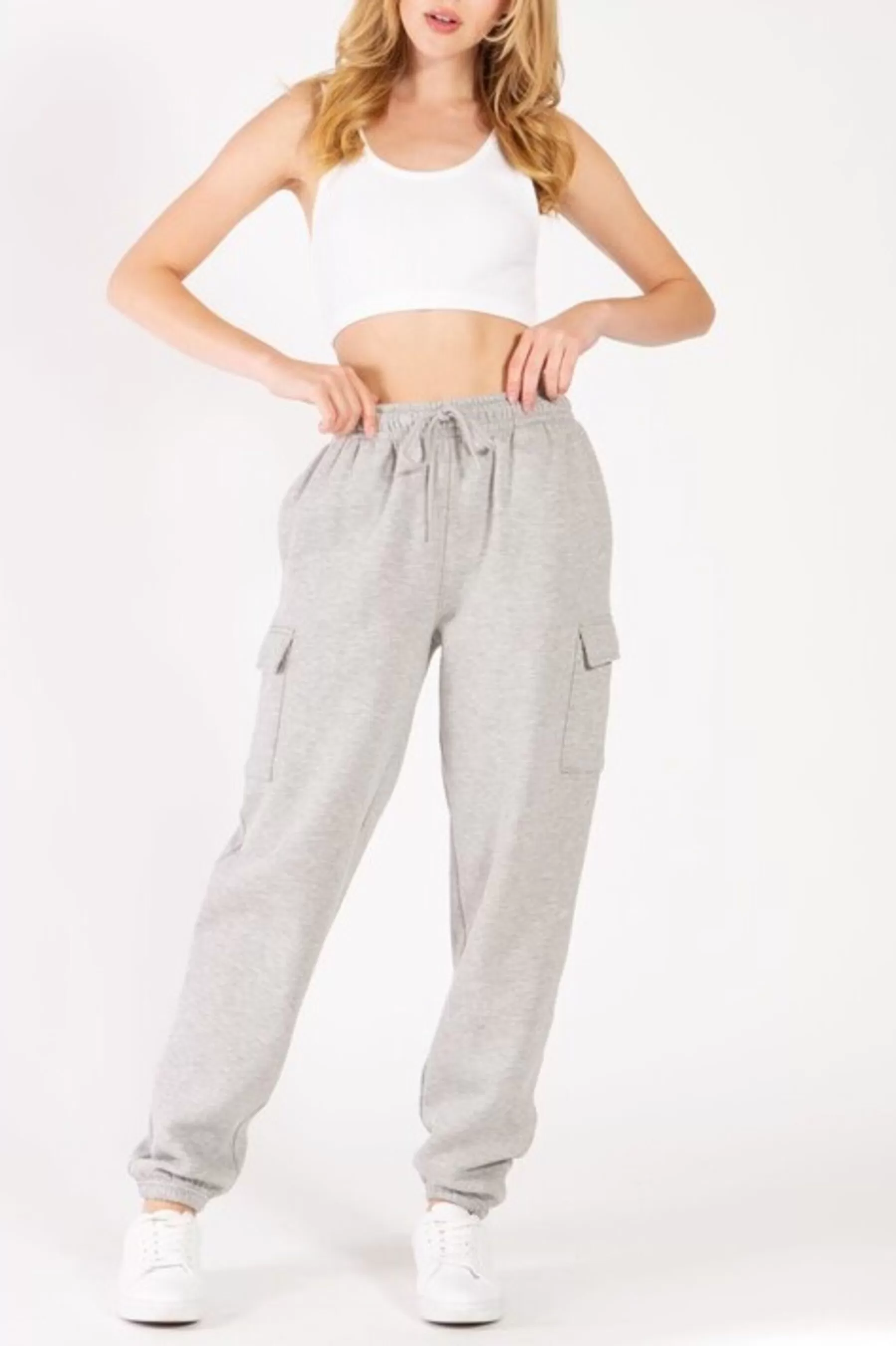 Women's Cargo Sweatpants Oversized Fleece Joggers