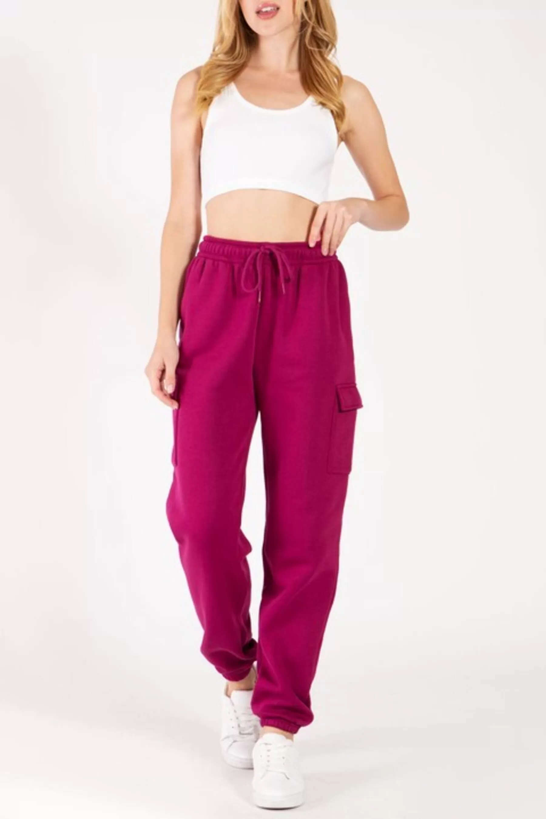 Women's Cargo Sweatpants Oversized Fleece Joggers