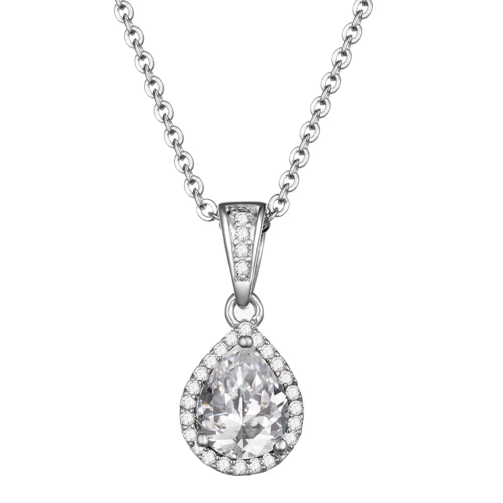 Women's Fashion CZ Drop Pendant Necklace