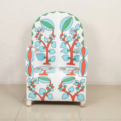 Yoruba Beaded Arm Chair Set of 2 | Light Blue